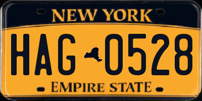 NY license plate HAG0528