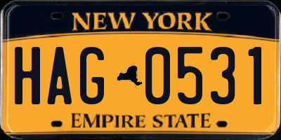 NY license plate HAG0531