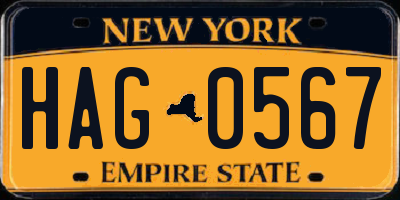 NY license plate HAG0567
