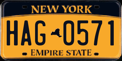 NY license plate HAG0571