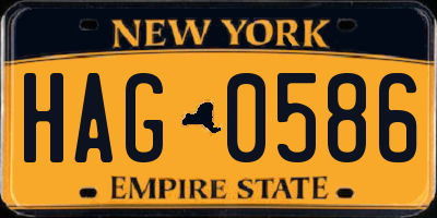 NY license plate HAG0586