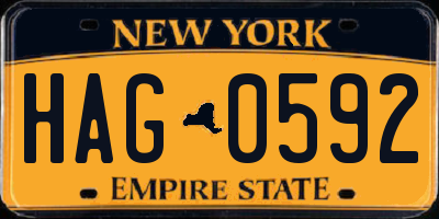 NY license plate HAG0592