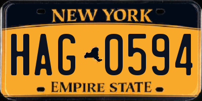 NY license plate HAG0594
