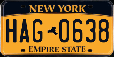 NY license plate HAG0638
