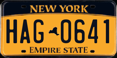 NY license plate HAG0641