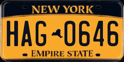 NY license plate HAG0646