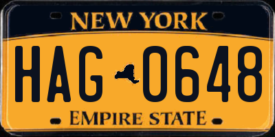 NY license plate HAG0648