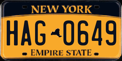 NY license plate HAG0649
