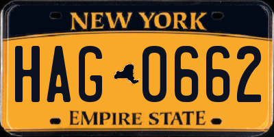 NY license plate HAG0662