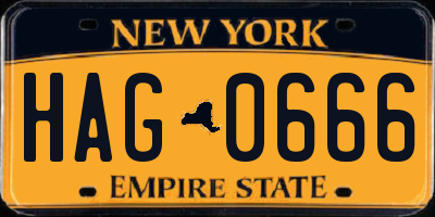 NY license plate HAG0666