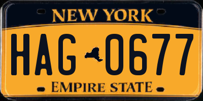 NY license plate HAG0677