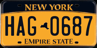 NY license plate HAG0687
