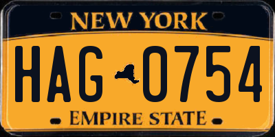 NY license plate HAG0754