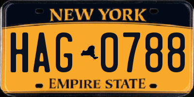 NY license plate HAG0788
