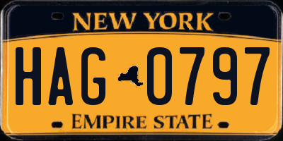 NY license plate HAG0797