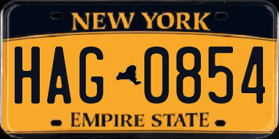 NY license plate HAG0854