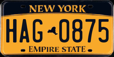 NY license plate HAG0875