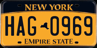 NY license plate HAG0969