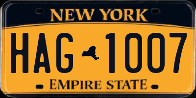 NY license plate HAG1007