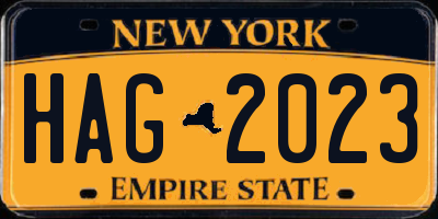 NY license plate HAG2023