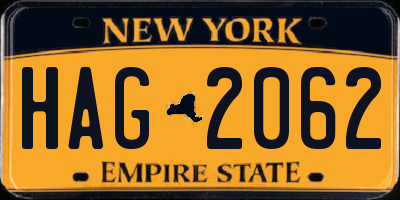NY license plate HAG2062