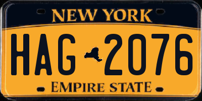 NY license plate HAG2076