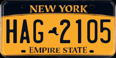 NY license plate HAG2105