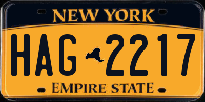 NY license plate HAG2217