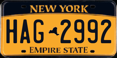 NY license plate HAG2992