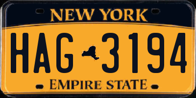 NY license plate HAG3194
