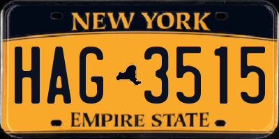 NY license plate HAG3515