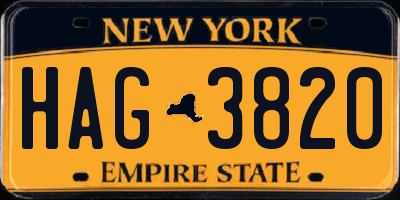 NY license plate HAG3820