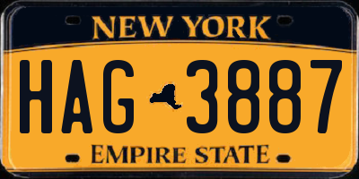 NY license plate HAG3887