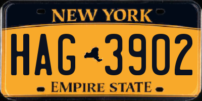 NY license plate HAG3902