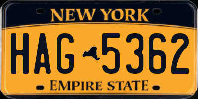 NY license plate HAG5362