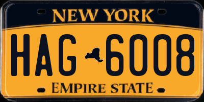 NY license plate HAG6008