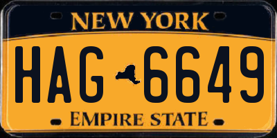 NY license plate HAG6649