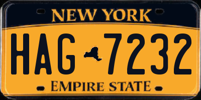 NY license plate HAG7232