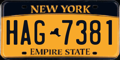 NY license plate HAG7381