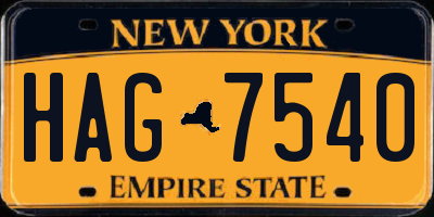 NY license plate HAG7540