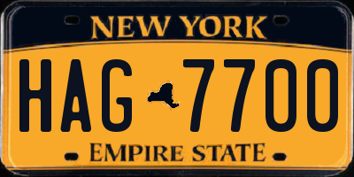 NY license plate HAG7700