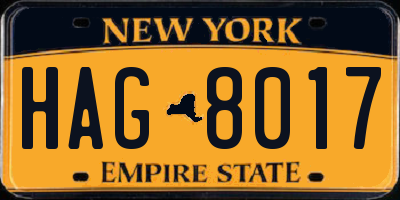 NY license plate HAG8017