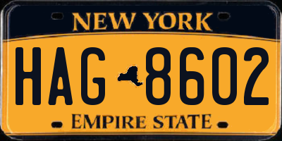NY license plate HAG8602