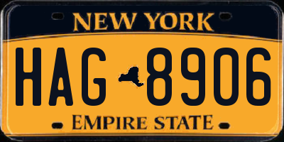 NY license plate HAG8906