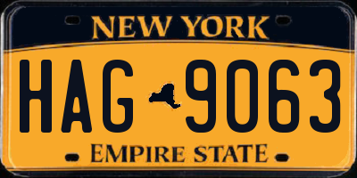 NY license plate HAG9063