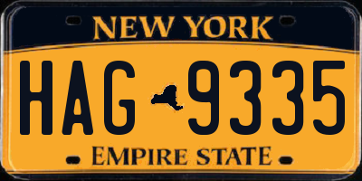 NY license plate HAG9335