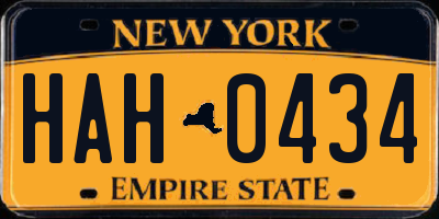 NY license plate HAH0434
