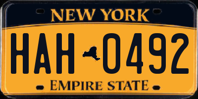 NY license plate HAH0492