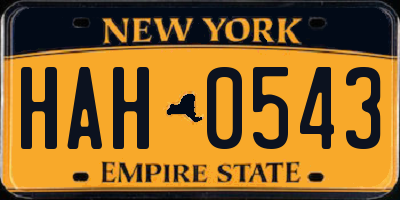 NY license plate HAH0543