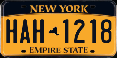NY license plate HAH1218